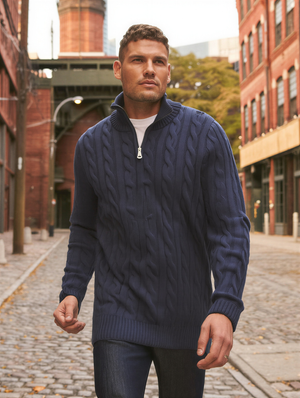 Everett Cable Knit Half-Zip Sweater