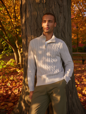 Everett Cable Knit Half-Zip Sweater