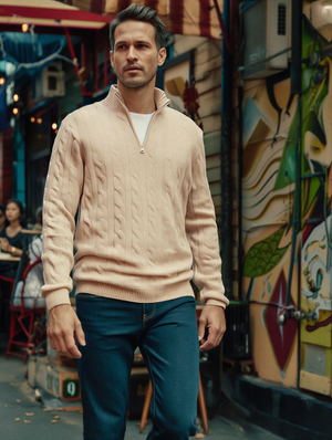 Everett Cable Knit Half-Zip Sweater