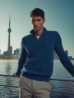 Everett Cable Knit Half-Zip Sweater